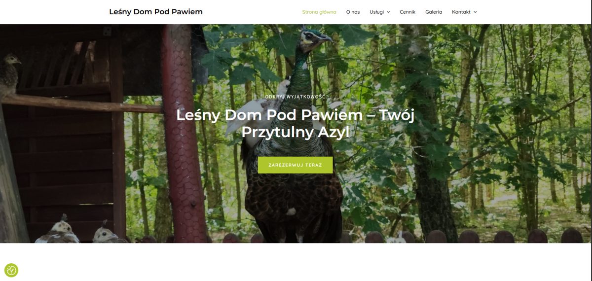 Strona internetowa obiektu wypoczynkowego Leśny Dom Pod Pawiem